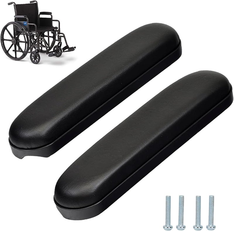 HMZ Full Length Padded Armrest Black 10-1/4" Long Wheelchair and Transport Chair arm Cushions, Black (1 Pair) Compatible with All Brands(10-1/4") - Image 1